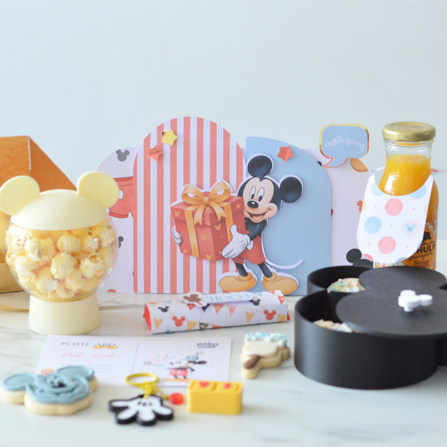 Little Ears Birthday Box Black | Handmade Cookies, 3D Mickey Box & Clicker Keychain