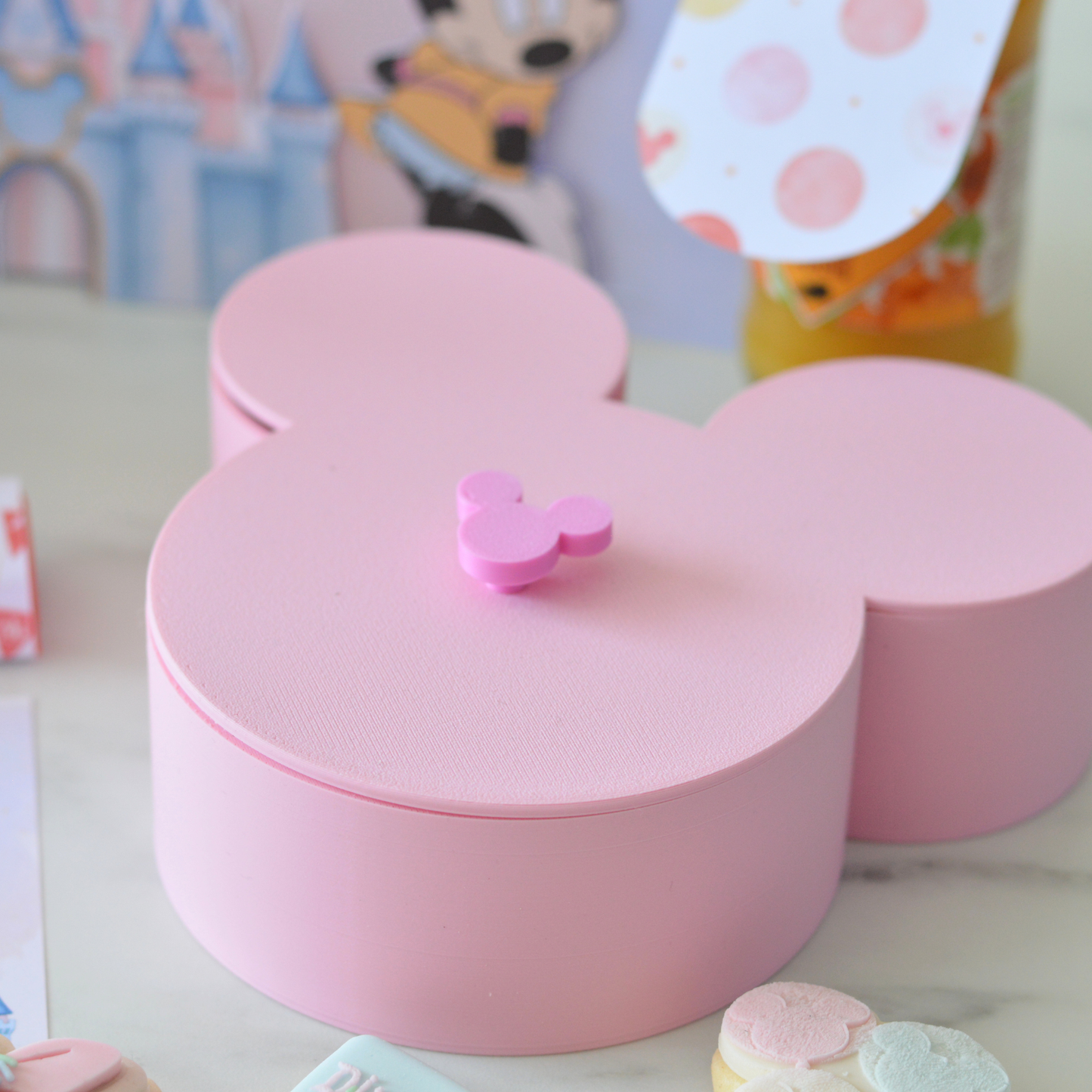 Little Ears Birthday Box Pink | Handmade Cookies, 3D Mickey Box & Clicker Keychain