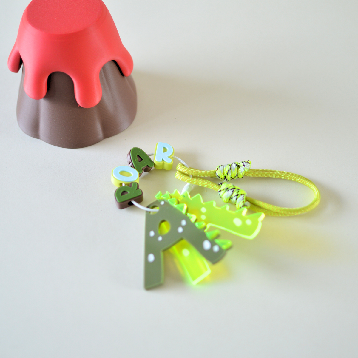 Dino Initial Keychain