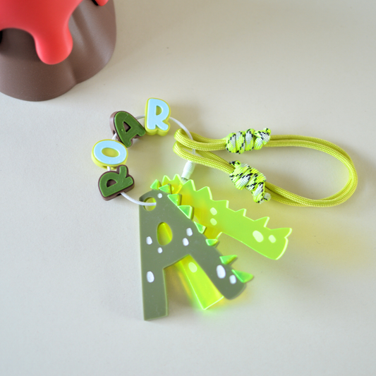 Dino Initial Keychain