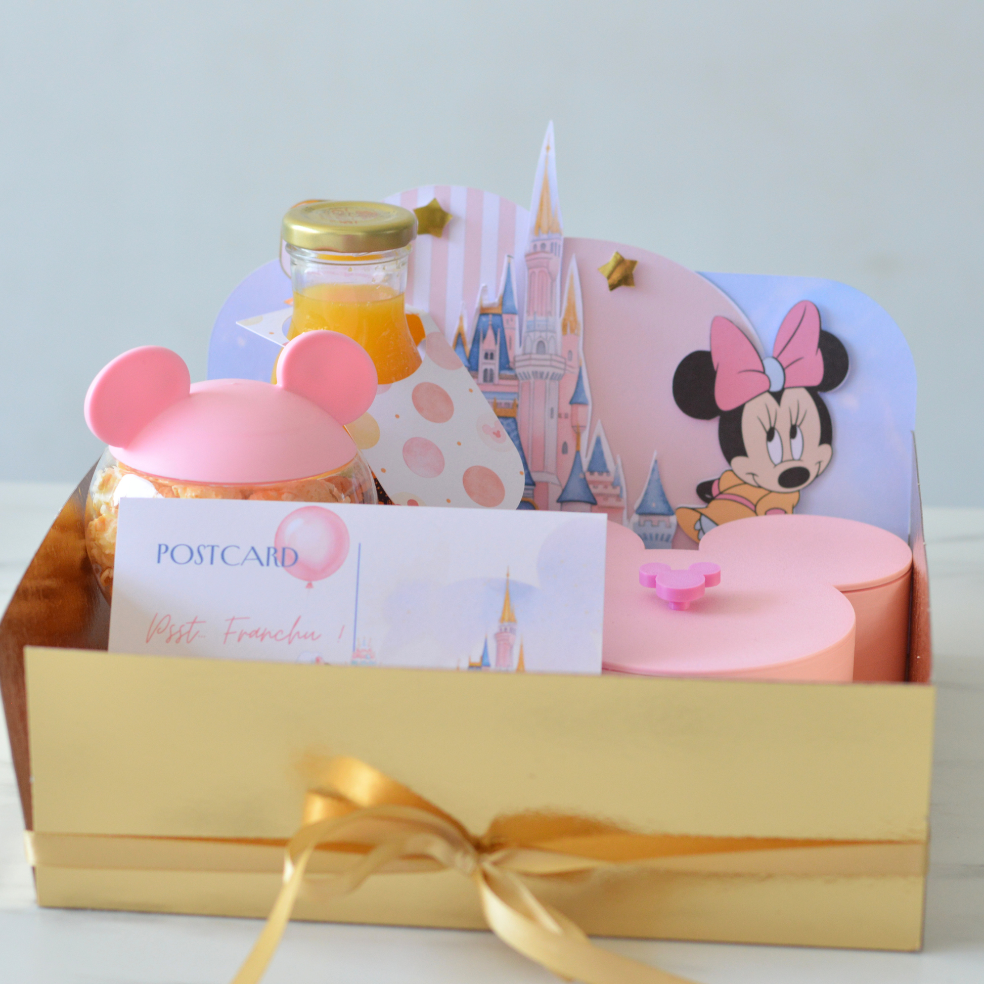 3D Mickey-shaped pink birthday gift box close-up by Oh Happy Co.