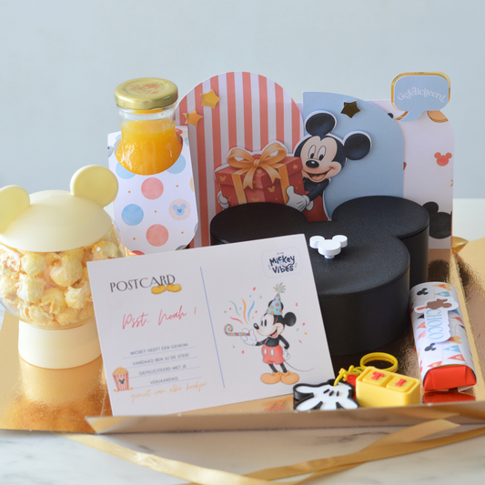 Black Little Ears Mickey Mouse birthday gift box with 3D box, cookies and personalised keychain by Oh Happy Co.
