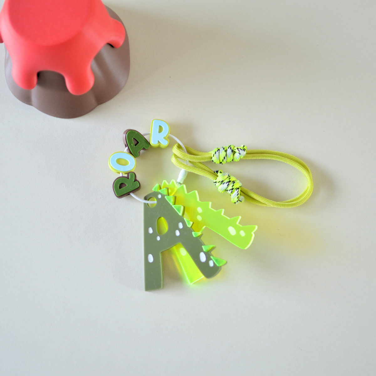 Dino Initial Keychain