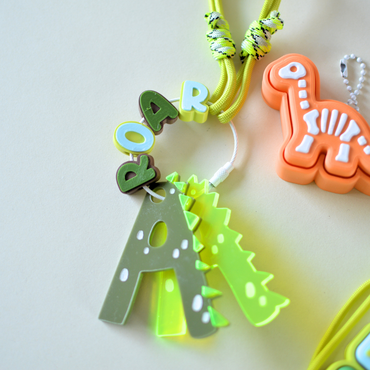 Dino Initial Keychain