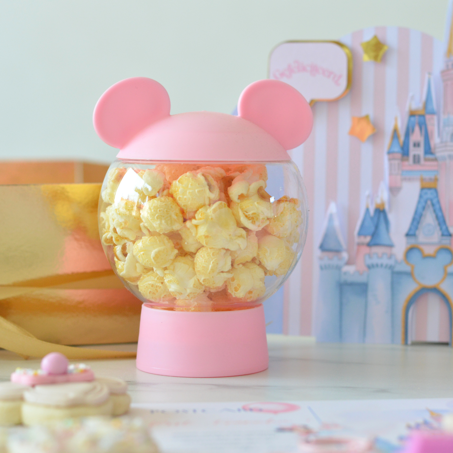 Little Ears Birthday Box Pink | Handmade Cookies, 3D Mickey Box & Clicker Keychain