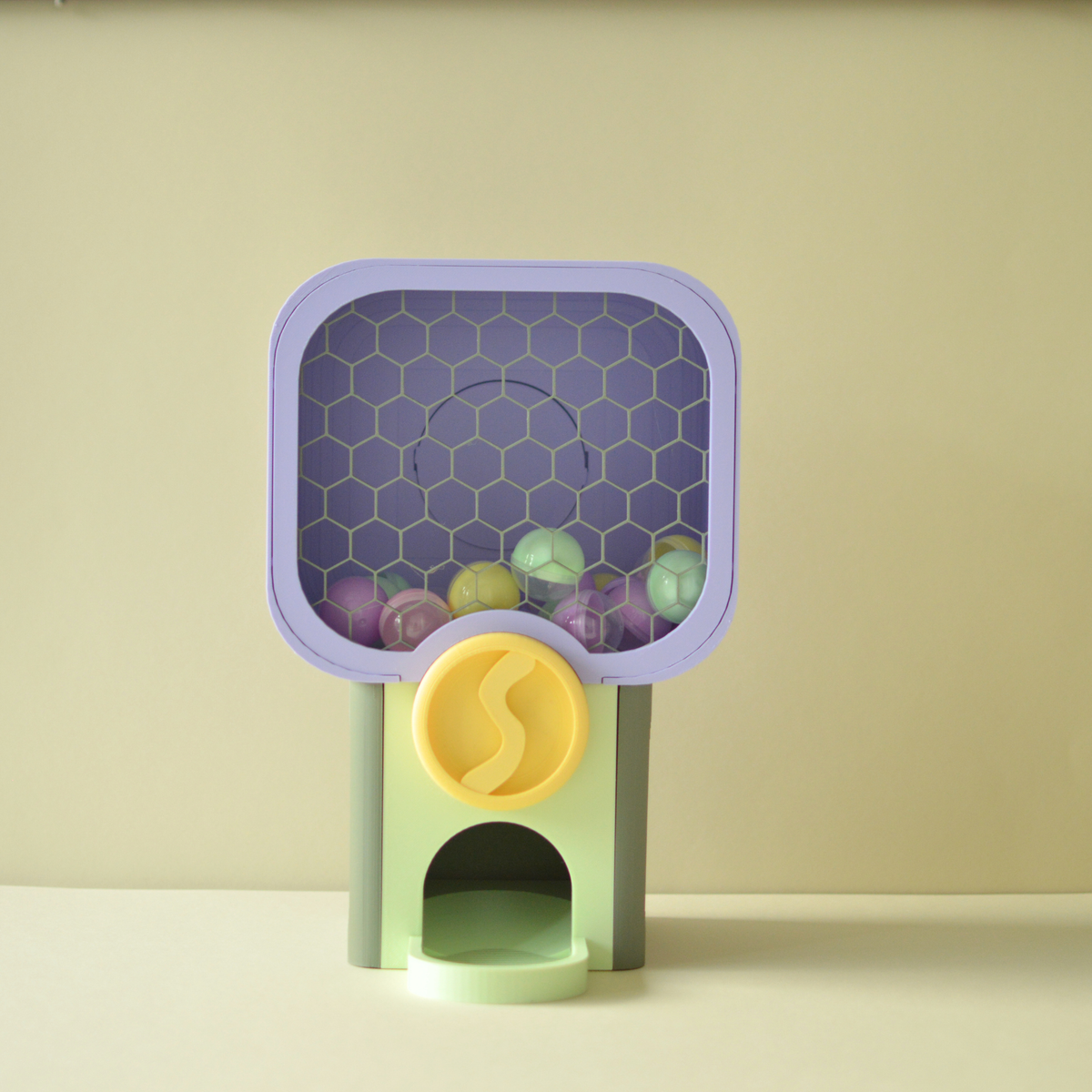 Mini vending machine with surprise capsules, handmade 3D print by Oh Happy Co.