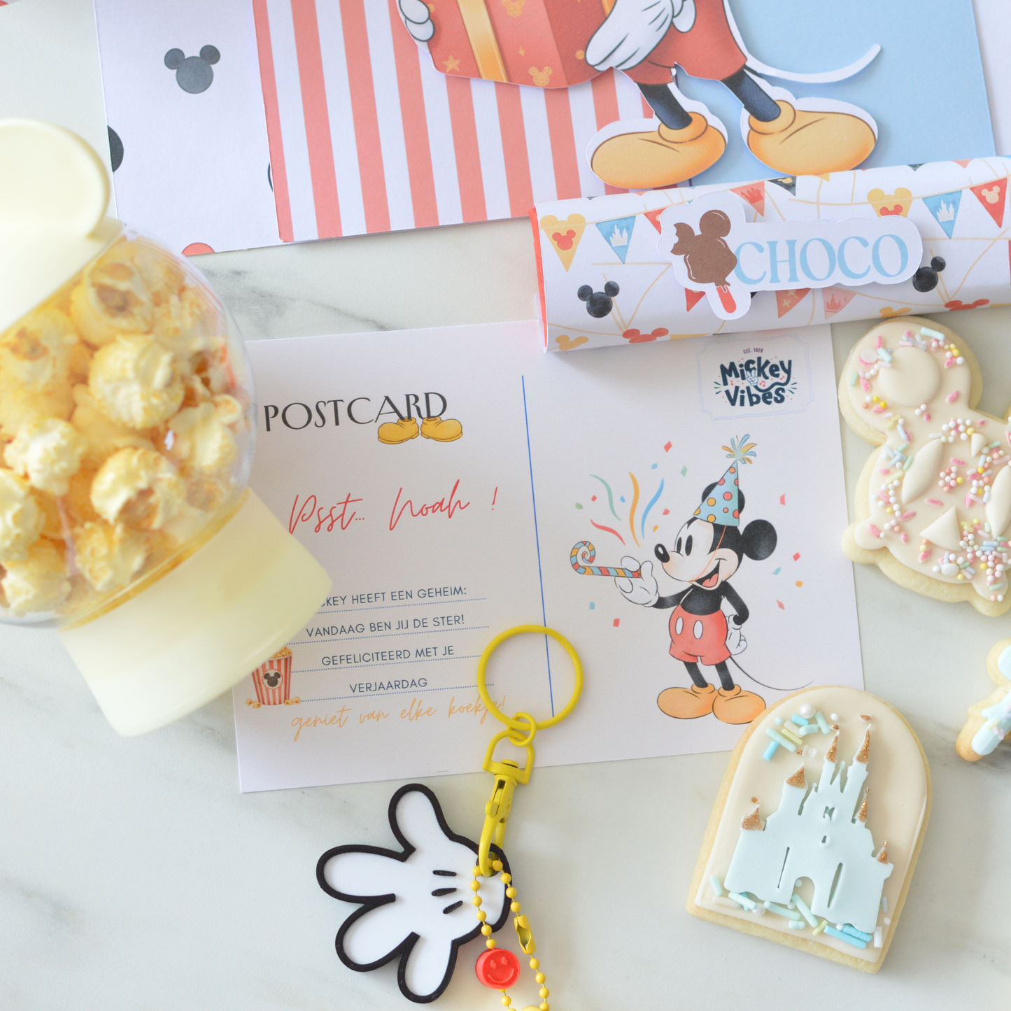 Little Ears Birthday Box Black | Handmade Cookies, 3D Mickey Box & Clicker Keychain