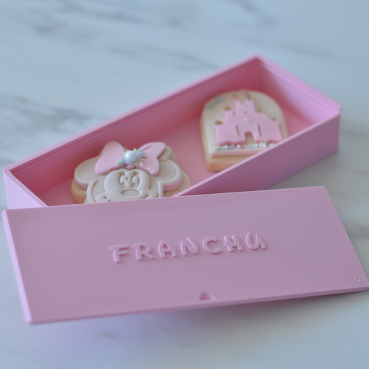 Personalised Disney pink gift box with name and Minnie Mouse handmade cookies by Oh Happy Co.
