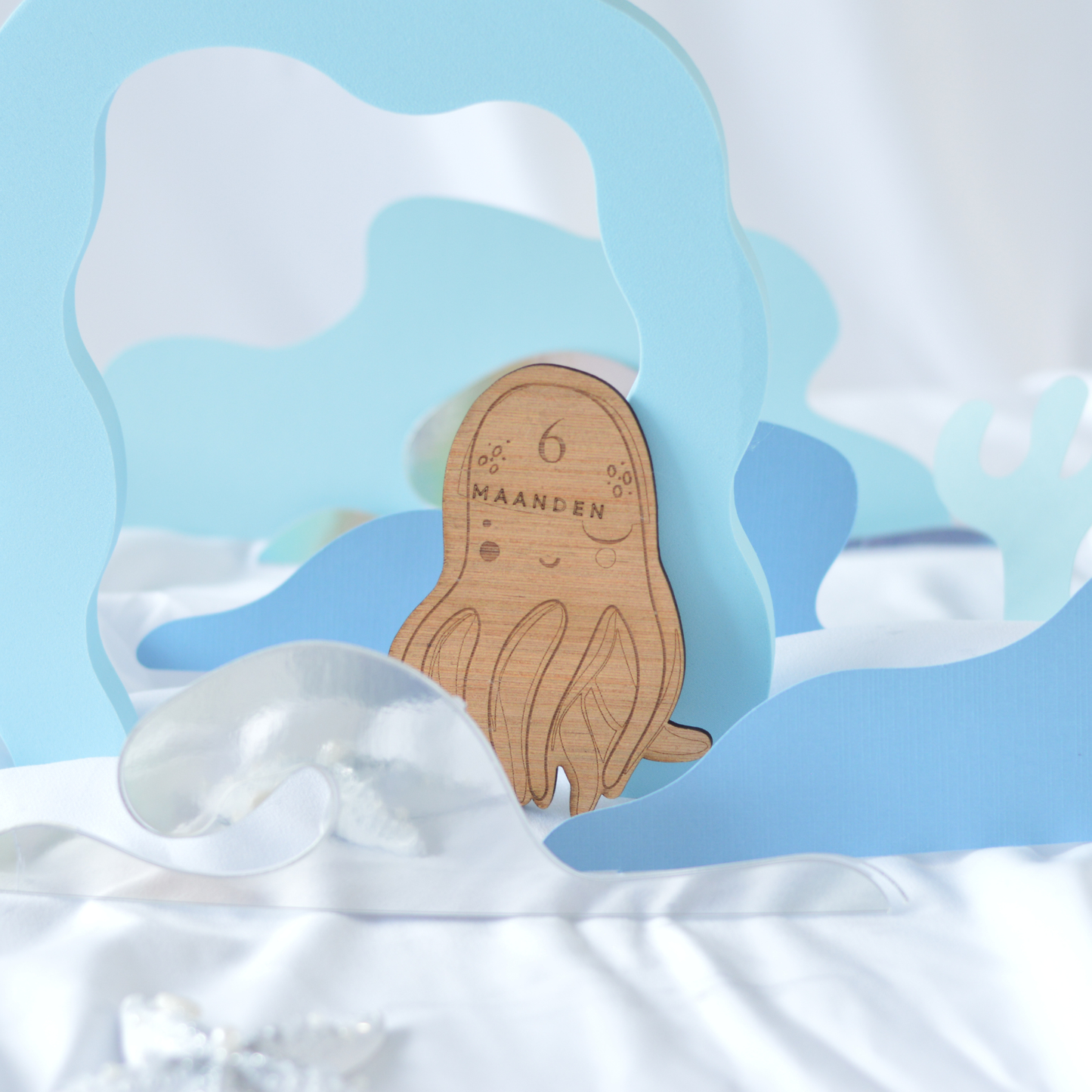 Under the Sea Milestone Set | Personalised Baby Milestone Cards | Laser Engraved Wood | 0–12 Months
