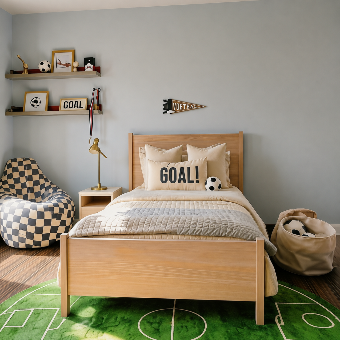 Voetbal Pennant | Wooden Wall Decor for Kids Rooms