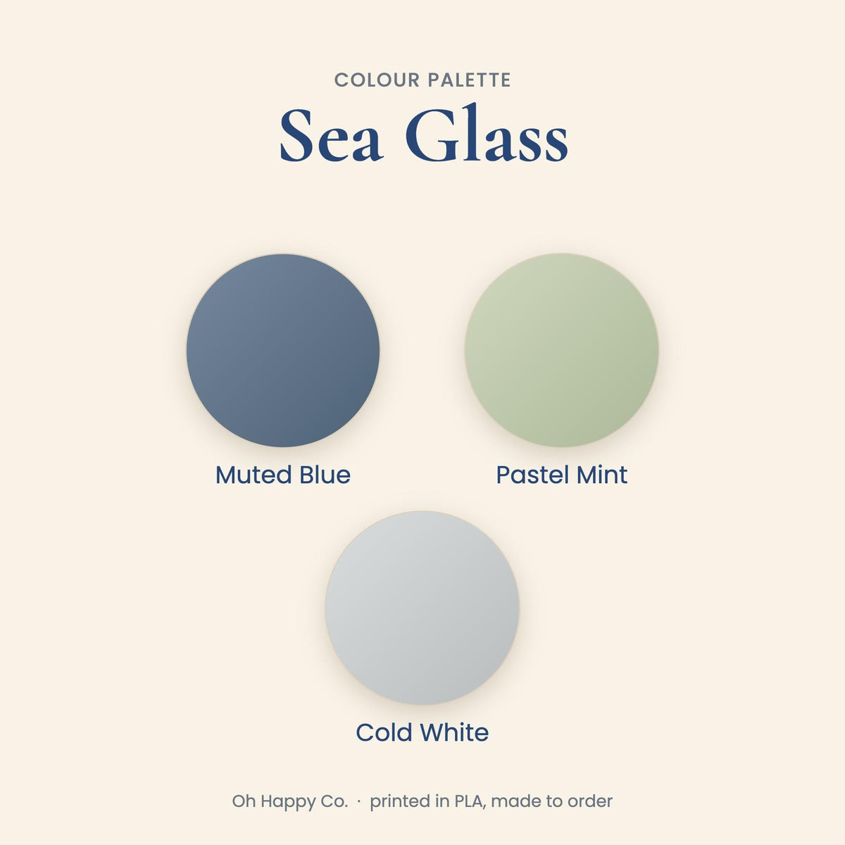 Mini vending machine colour palette Sea Glass: Muted Blue, Pastel Mint, Cold White